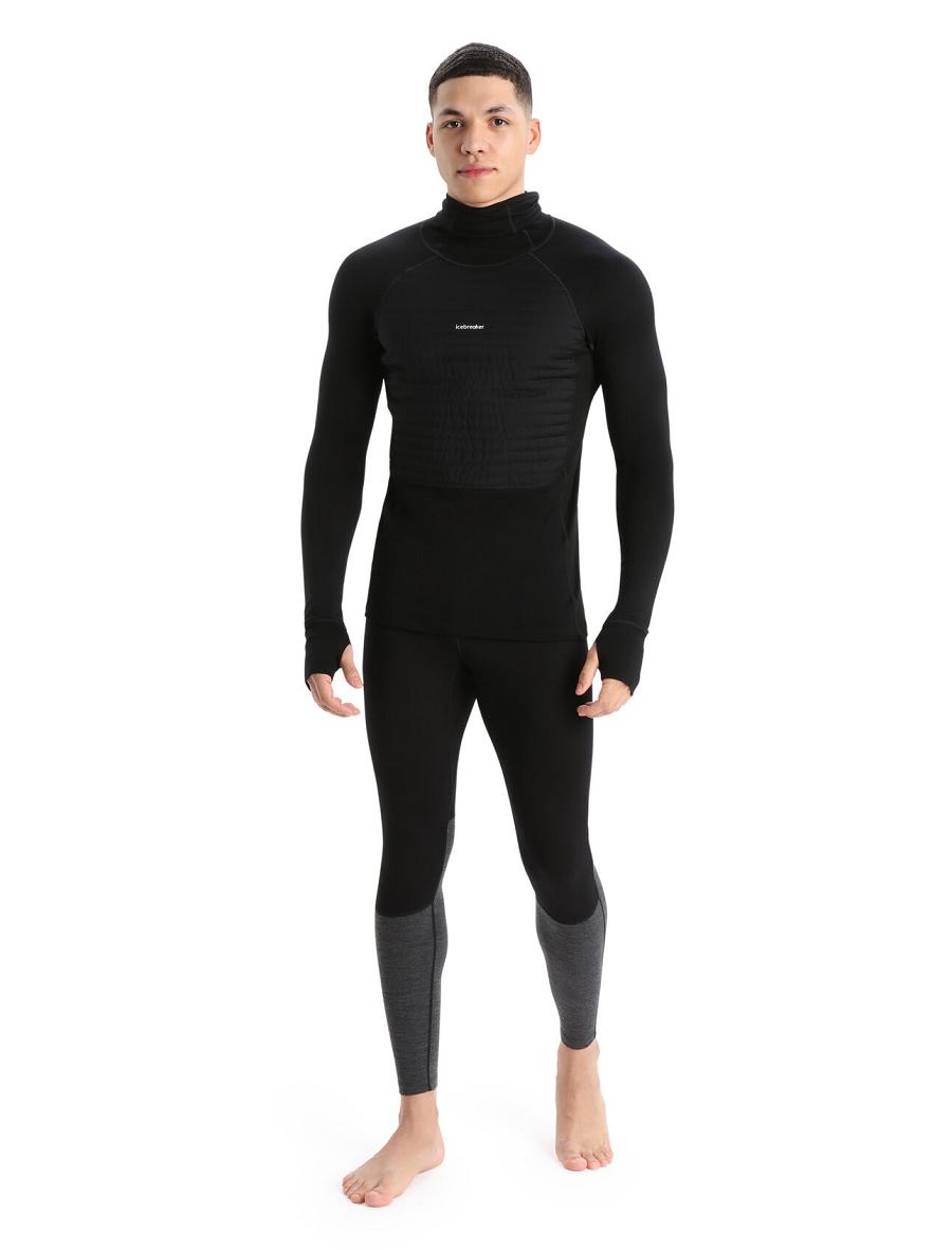 Black Men's Icebreaker ZoneKnit™ Merino Insulated Long Sleeve Hoodie Base Layers | USA 1330SGLO